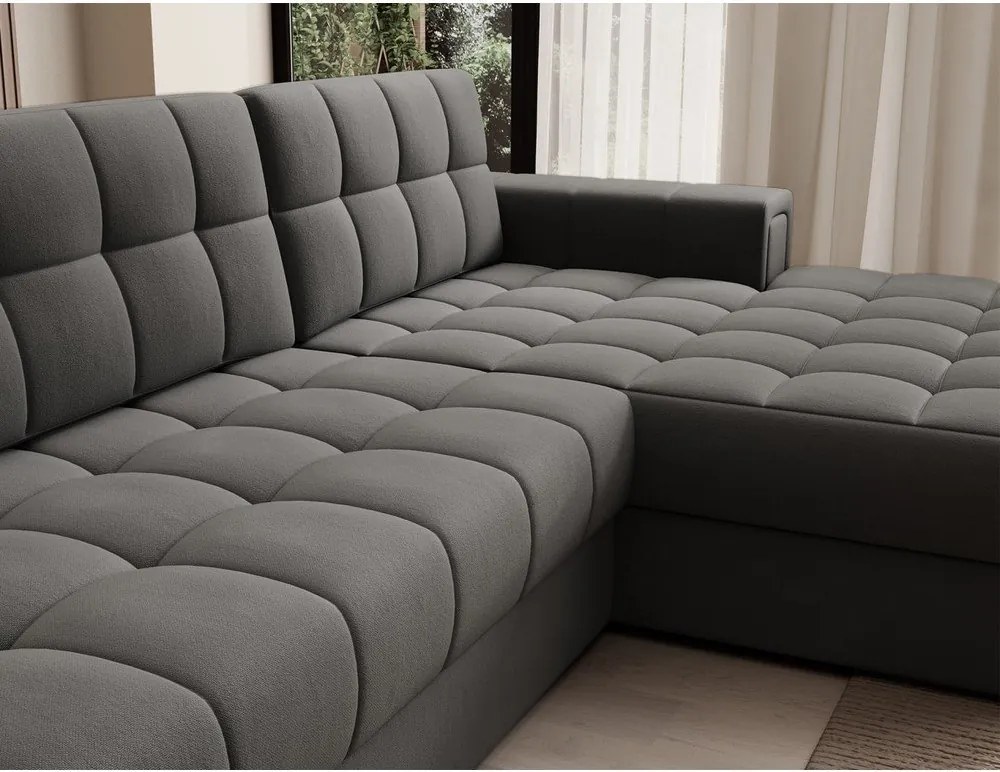 Taupe zamatová rozkladacia rohová pohovka (pravý roh/s leňoškou) Blezalt – ELTAP