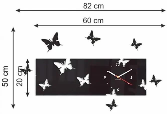 Nástenné akrylové hodiny Motýle2 - oranžová