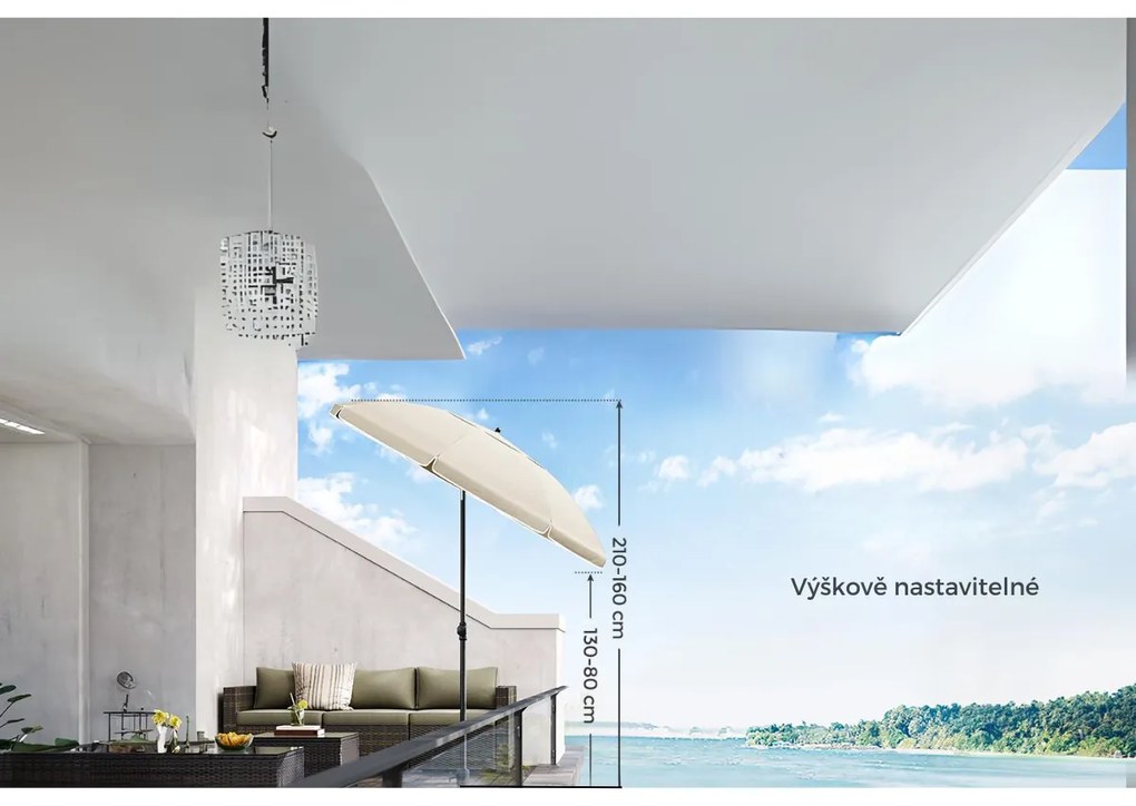 Záhradný slnečník s ochranným obalom UNTRA 160 cm béžový