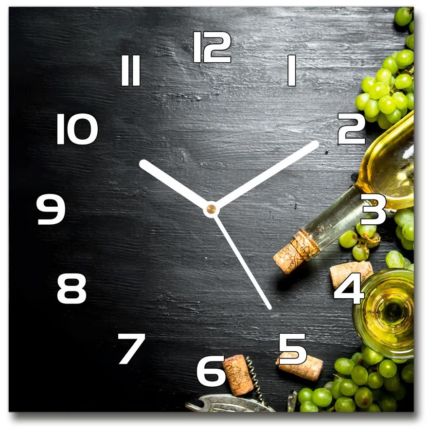 Sklenené hodiny štvorec Biele víno a ovocie pl_zsk_30x30_f_120971469