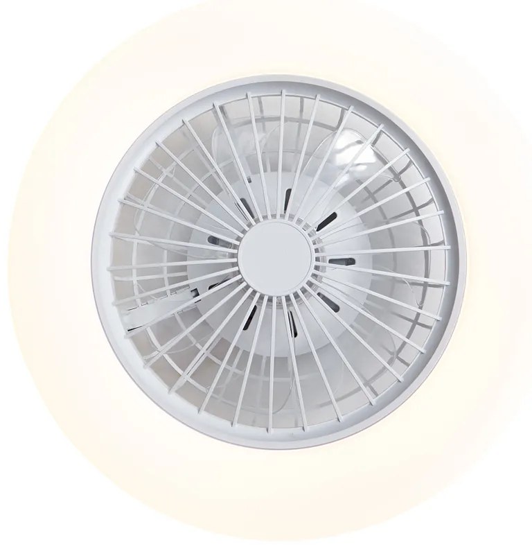 Stropný ventilátor biely 48,5 cm vrátane stmievateľného RGB LED s diaľkovým ovládaním - Clemo