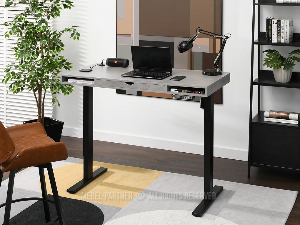 PC stolík Osto 120 (betón + čierna). Akcia -20%. Vlastná spoľahlivá doprava až k Vám domov. 1109821