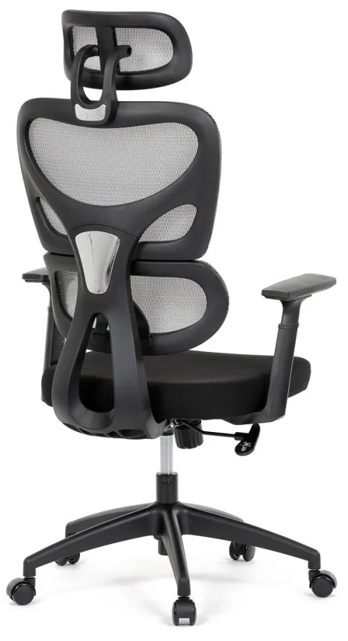 Kancelárska ergonomická stolička GRANT — sieť, látka, čierna / sivá