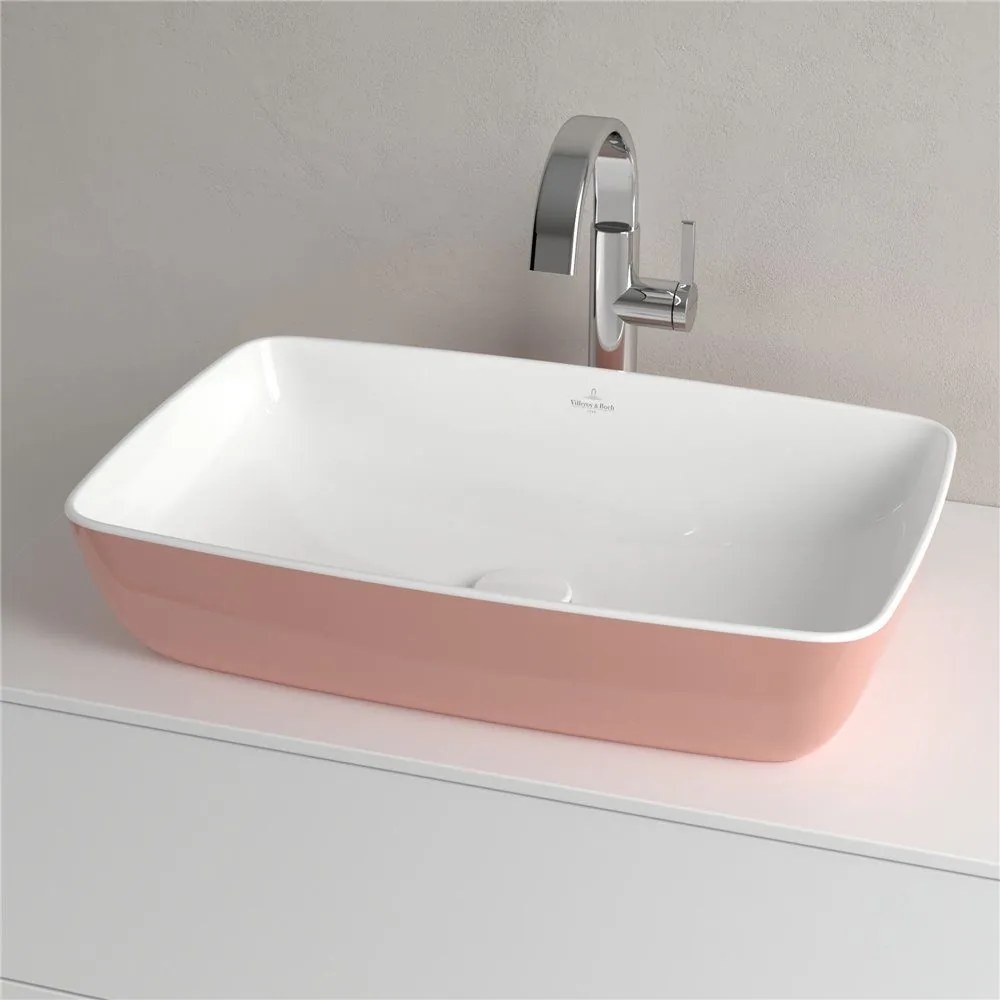 VILLEROY &amp; BOCH Artis obdĺžnikové umývadlo na dosku bez otvoru, bez prepadu, 580 x 380 mm, Powder, 417258BCT0