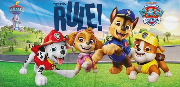 Detská osuška Tlapková Patrola Všetky Tlapky do Centrály 70x140 cm