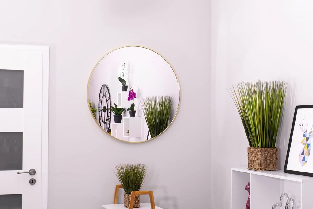 Dekorstudio Okrúhle zrkadlo so zlatým rámom Ø70 cm