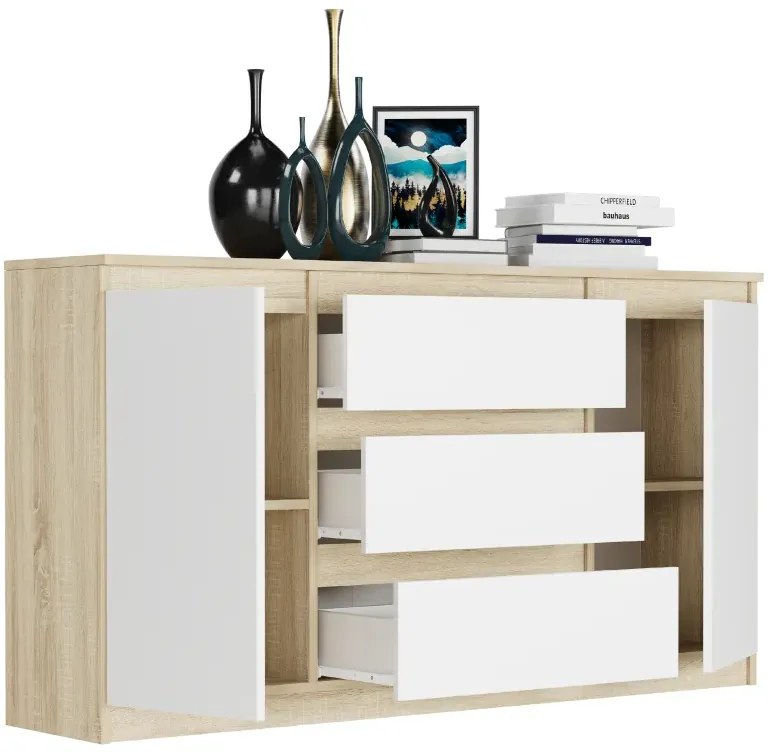 Priestranná komoda R-140-S3 - rôzne farebné prevedenia sonoma mix biela