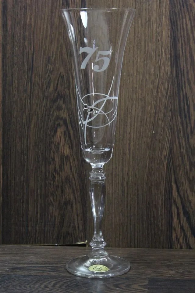 Výročný pohár na 75. narodeniny so swarovski kryštáľmi ŠAMPANSKÉ 3.