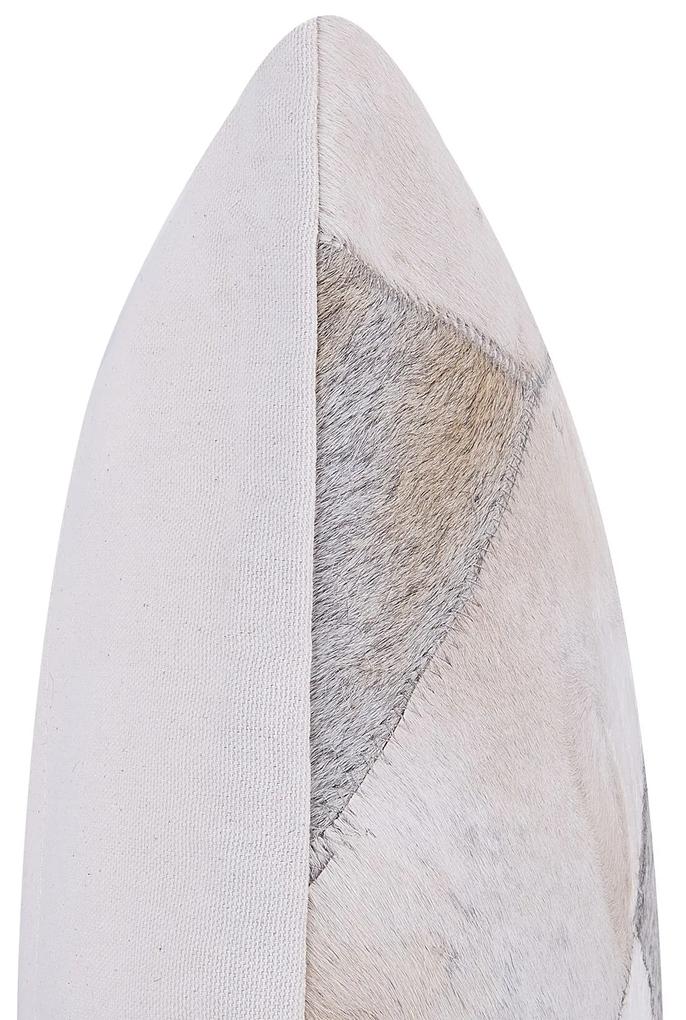 Kožený vankúš s patchworkovým vzorom 45 x 45 cm sivý NEELOOR Beliani