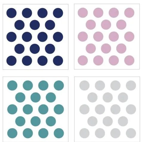 Samolepka do dětského pokoje sada konfety modrá, růžová, šedá 5cm