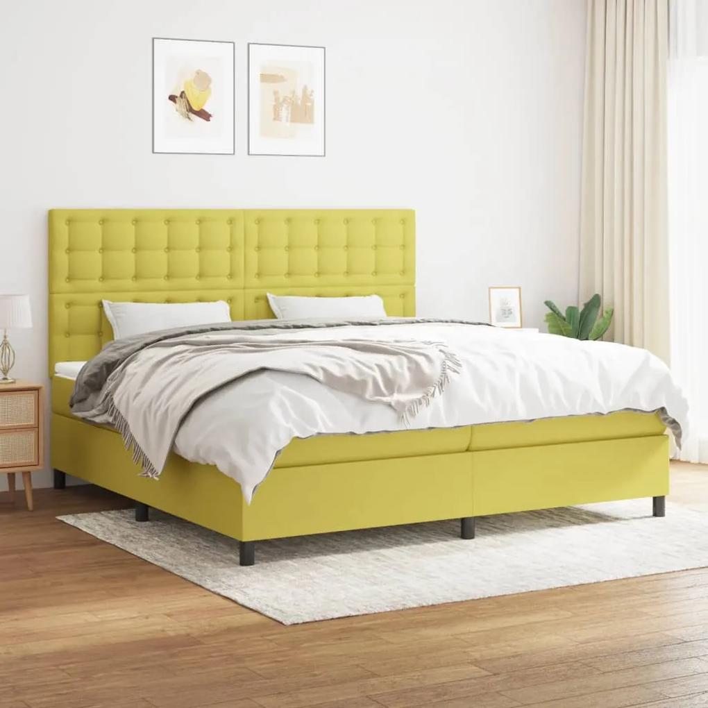 Boxspring posteľ s matracom zelená 200x200 cm látka 3142128