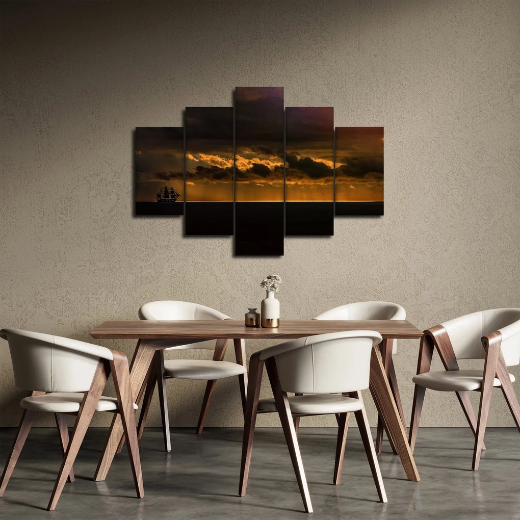 Obraz plachetnice pri západe slnka (150x105 cm)