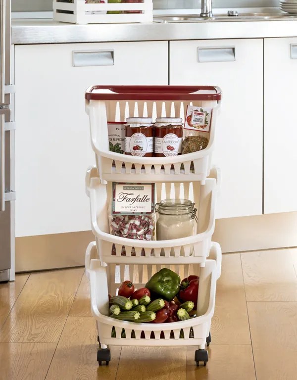 BAMA Regál pojazdný TIDY, biela a hnedá