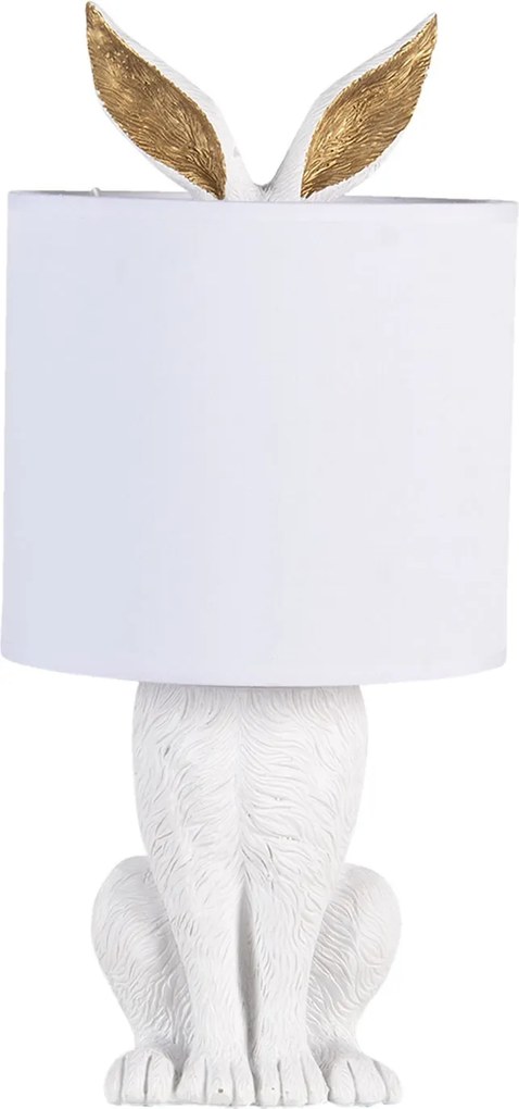 Biela stolná lampa králik s bielym tienidlom Rabbi - Ø 20*45 cm E27/max 1*60W