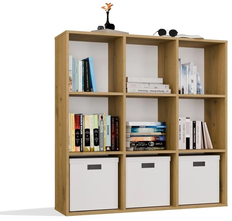 Regál MALAX 3x3 110 cm dub remeselný