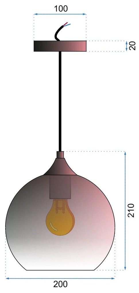 Toolight - Závesné svietidlo E27 60W APP313-1CP, ružová-zlatá, OSW-00345