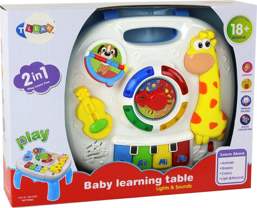 LEAN Toys Vzdelávacia interaktívna tabuľa 2 v 1 pre batoľatá Žirafa