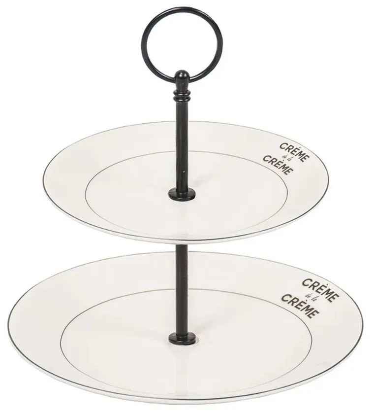 Krémový porcelánový 2 poschodový etažér Crème de la Crème - Ø 27,5*Ø 20*23 cm