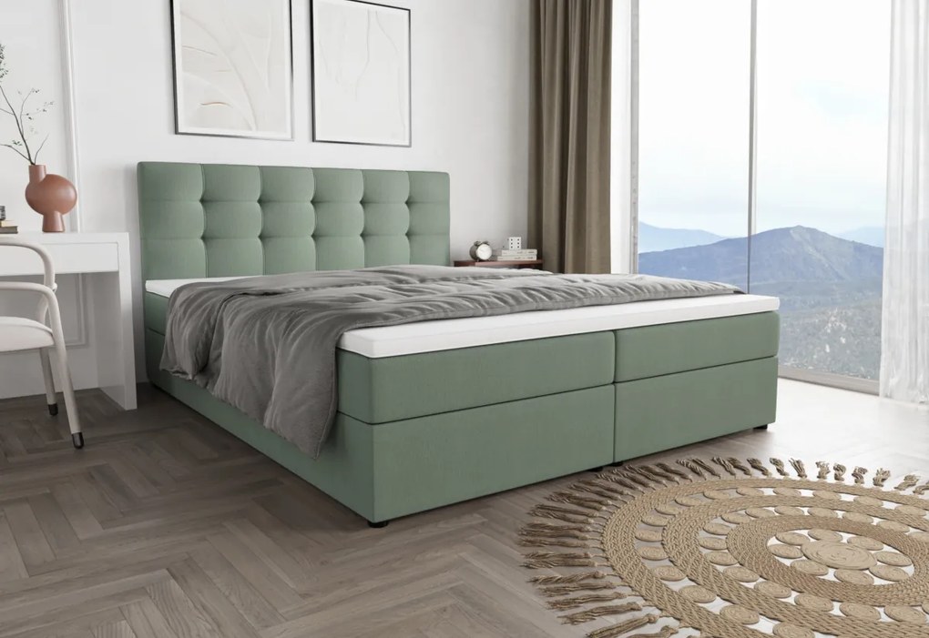Čalúnená posteľ LAKE 2 + rošt + matrac + topper, 180x200, Cosmic 10