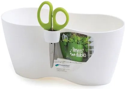 Kvetináč s nožnicami LIMES DUBLO biely 25cm