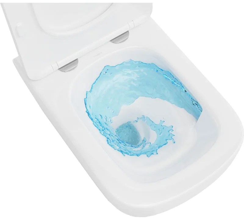 Mexen Riva, závesná WC misa 555x370x335 mm, Rimless Tornádo + WC sedadlo z duroplastu, biela lesklá, 30630200T