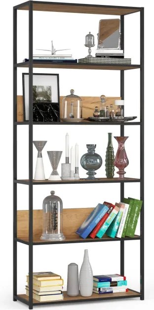 Policový regál 800 čierny / dub craft