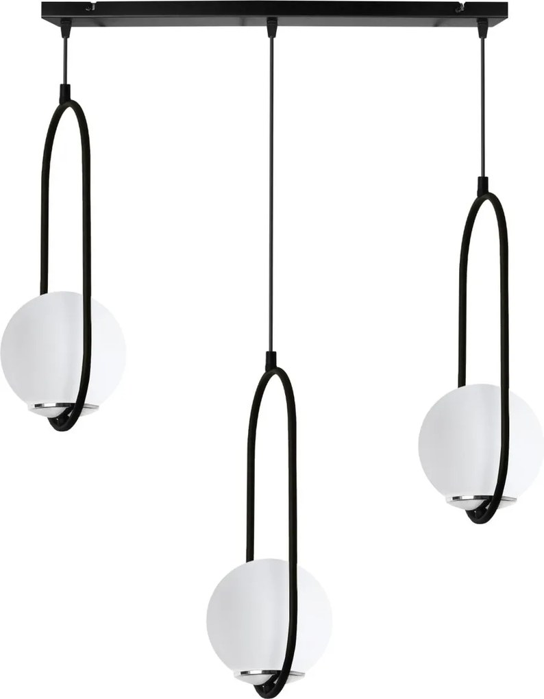 Závesné svietidlo Florence, 3x biele sklenené tienidlo, b/ch, UI