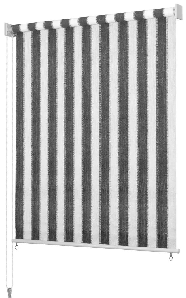 vidaXL Vonkajšia zatemňovacia roleta, 120x140 cm, antracitové a biele pásiky