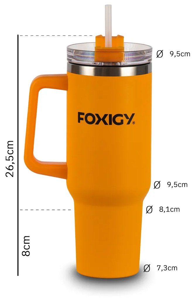 Foxigy Termohrnček do auta so slamkou 1200 ml Amber