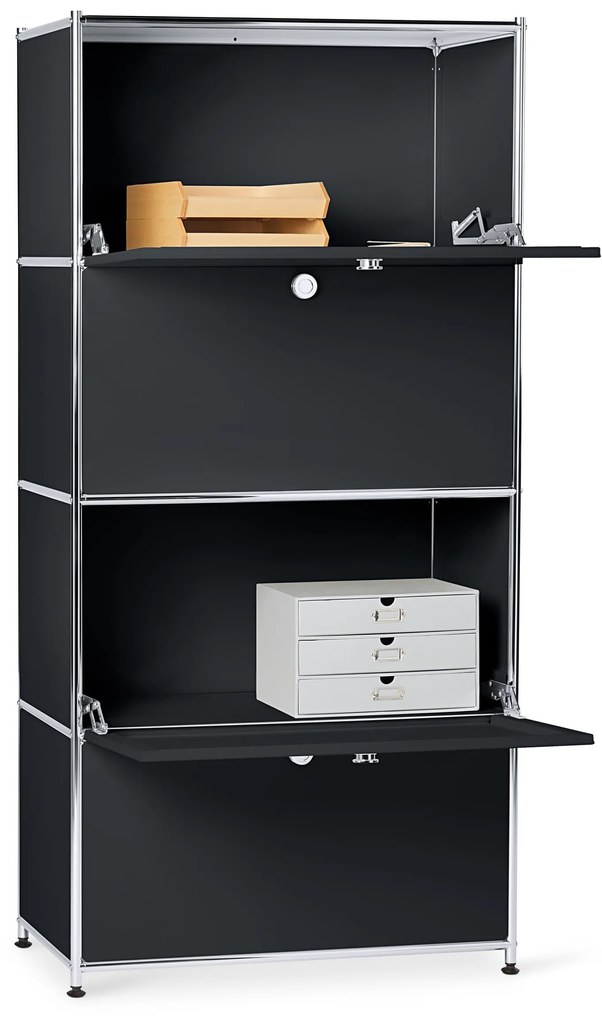 Kovová vysoká skrinka »CN3« so 4 výklopnými priehradkami, čierna