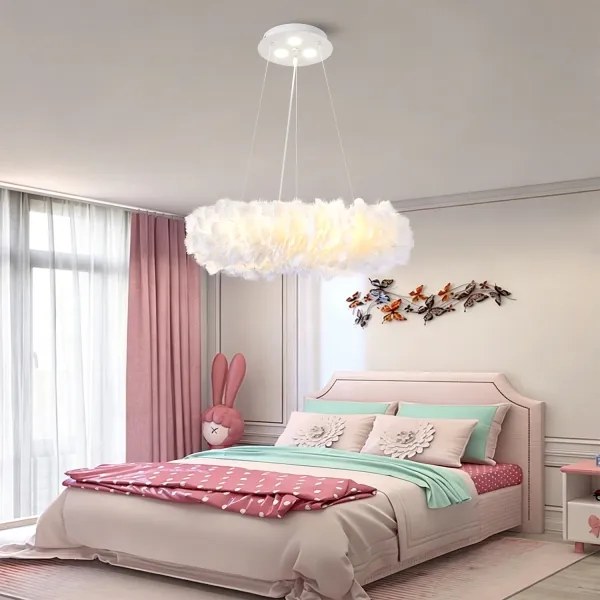 BRILAGI - LED luster na lanku FEATHER 3xE27/40W/230V + 3xLED/3W pr. 50 cm biela