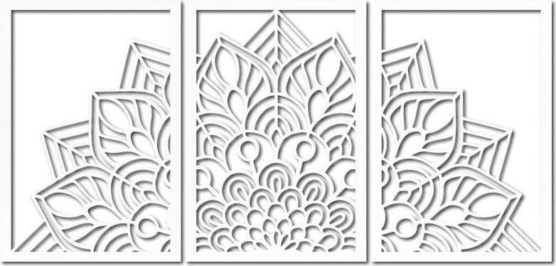 3-dielna mandala kvetov – moderná drevená nástenná dekorácia do obývačky | SENTOP HDF0583