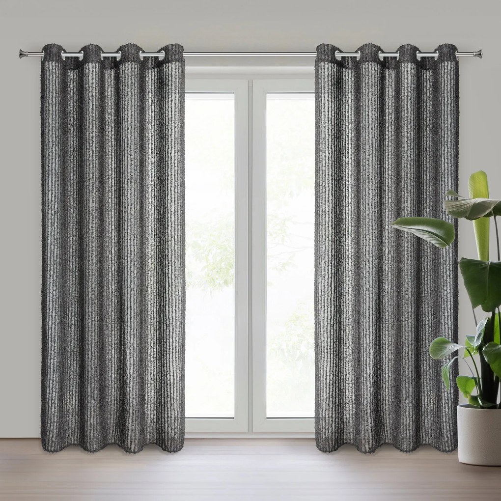 ZÁVES NA KRÚŽKOCH EVA MINGE TIFFANY 135X250 CM ČIERNA