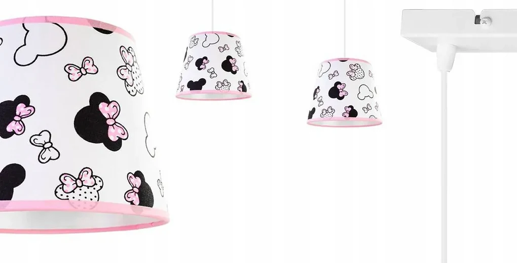 Detské závesné svietidlo Minnie, 2x textilné tienidlo so vzorom, s