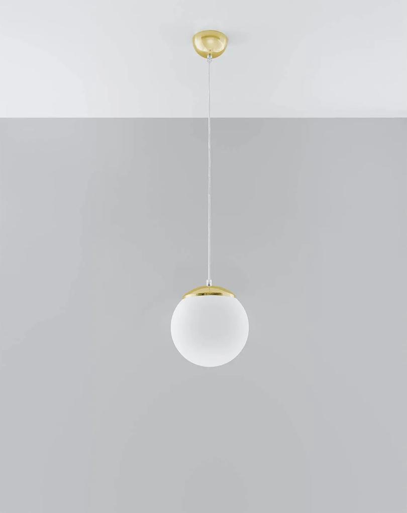 Závesné svietidlo Ugo, 1x biele sklenené tienidlo, (fi 20 cm), g
