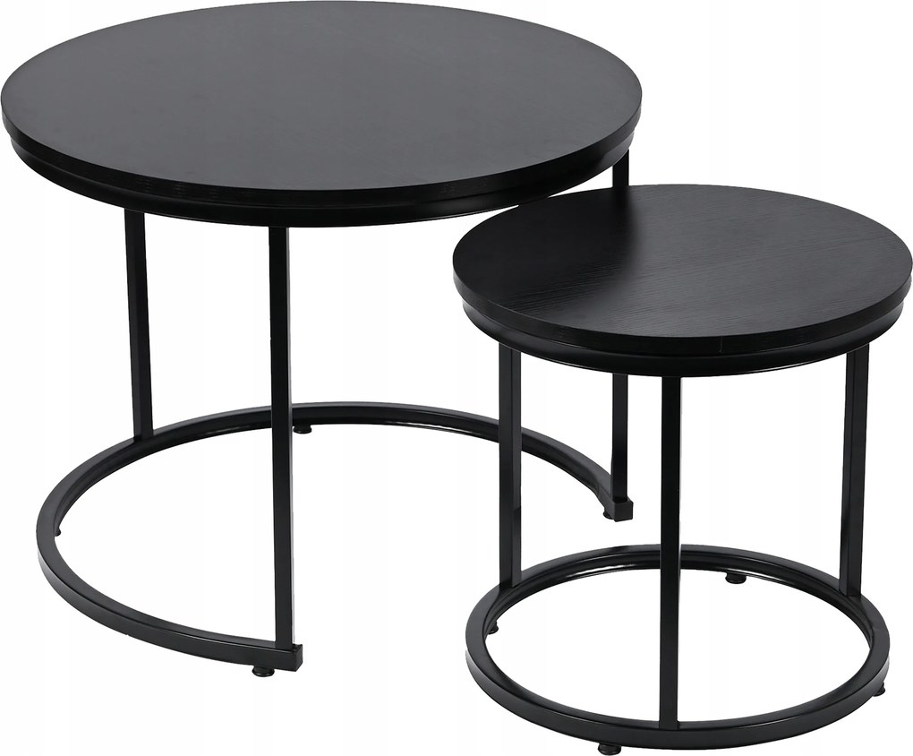 Dekorstudio Set 2ks čiernych kávových stolíkov LOFT DUO 60/40cm