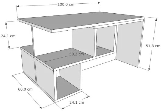 Konferenčný stolík DILAY 52x100 cm hnedá/biela