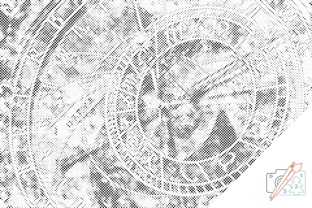 Gario Bodkovanie Orloj Rozmery: 120 x 80 cm, Rámovanie: Iba zrolované plátno, Farba bodiek: Čierna