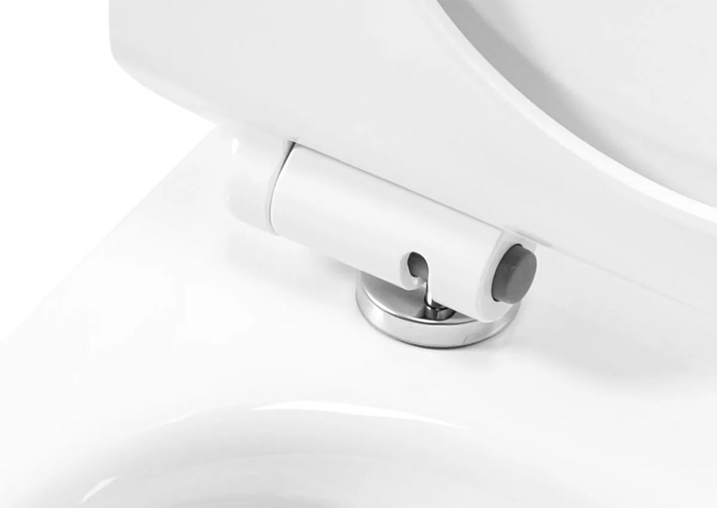 Rea Carter, závesné Rimless WC 49 x 37 cm vrátane duroplastového sedátka s pomalým zatváraním, biela, REA-C1400