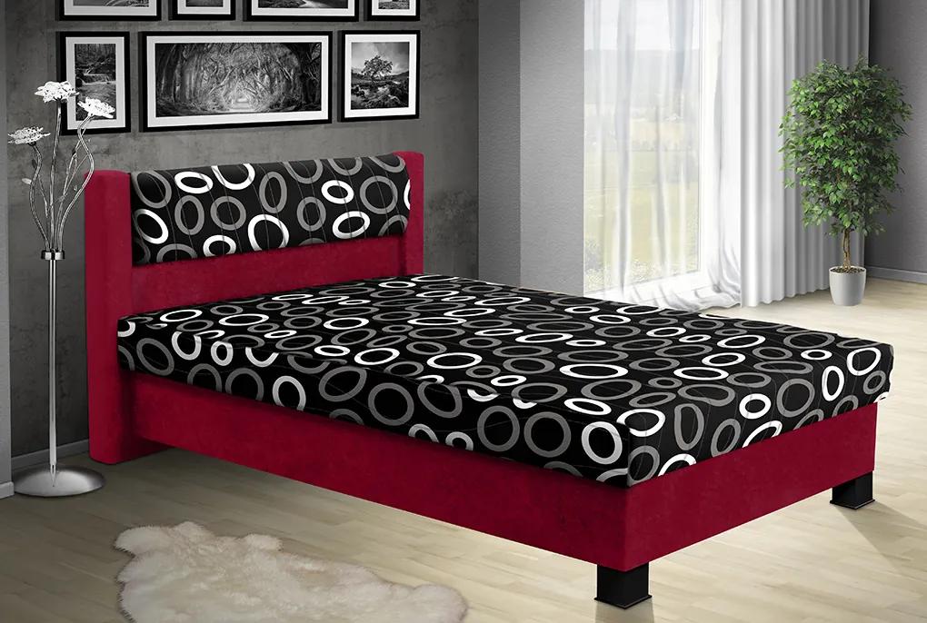 Nabytekmorava Čalúnená posteľ s úložným priestorom Nikol 140 farebné čalúnenie: bordo 30, čalúnenie: Mega 14 bordó