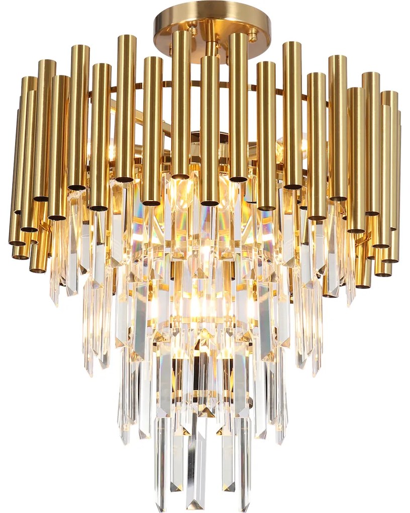 Luster Madison II, 1x krištáľové/zlaté kovové tienidlo, (fi 45cm), g