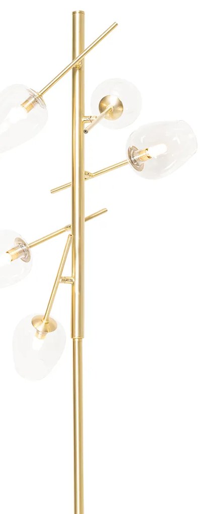 Klasická stojaca lampa zlatá so sklom 5-svetlo - Elien