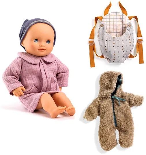 Balíček Baby Pomea s bábikou Dahlia Purple - výbavička na zimnú prechádzku