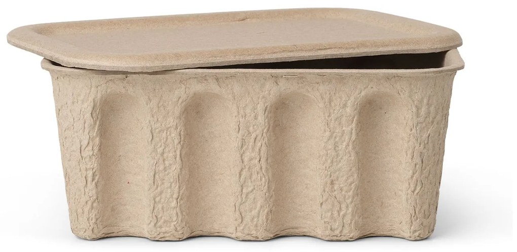 ferm LIVING Úložný box s vekom Paper Pulp Small - set 2 ks