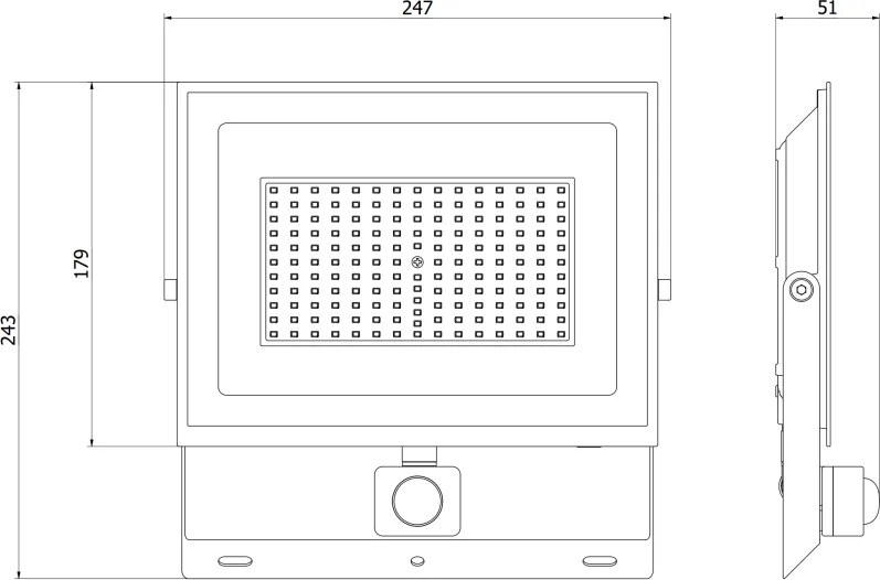 Mexen Luxpro+ LED reflektor s pohybovým senzorom, 100W, studená - 6500K, 11000 lm, čierna - L236-070-65-70