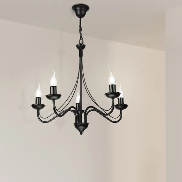 Luster na reťazi ANTON 5xE14/15W/230V čierny