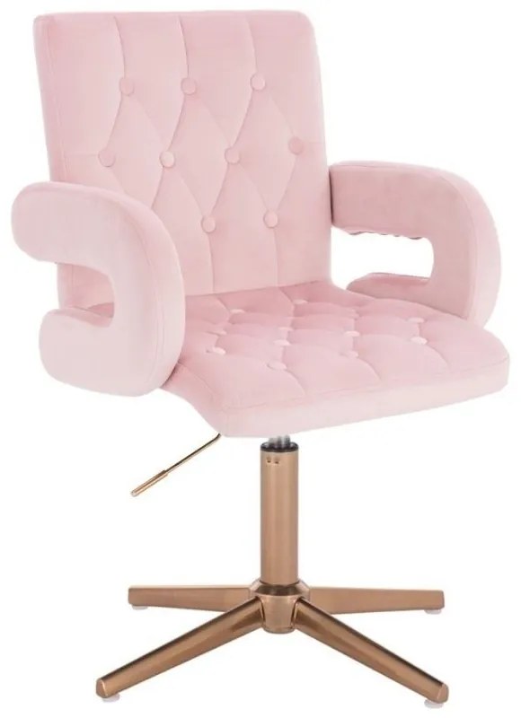 LuxuryForm DESIGN Stolička BOSTON VELUR na zlatom kríži - svetloružová