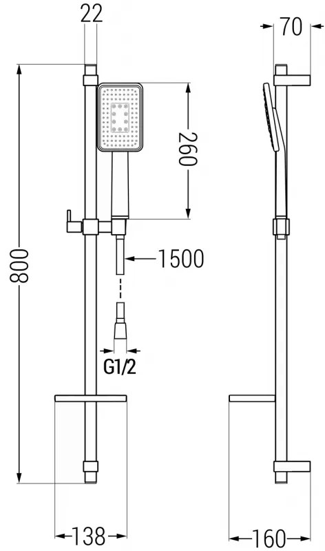 Mexen sprchový set DQ54, čierna/chrom, 785544581-17