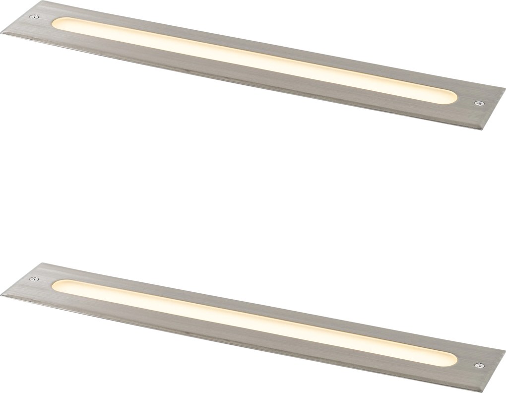 Sada 2 moderných zemných bodových svetiel oceľ 50 cm vrátane LED IP65 - Eline