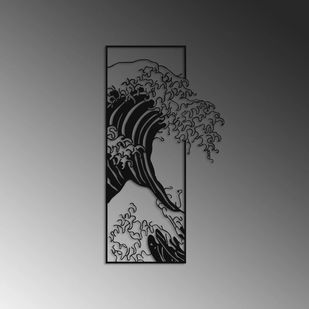 Nástěnná kovová dekorace Waves 3 černá